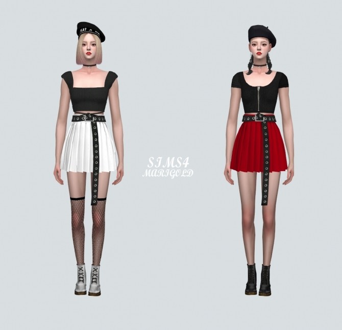 Sims 4 Pleats Skirt with Long Belt H V at Marigold