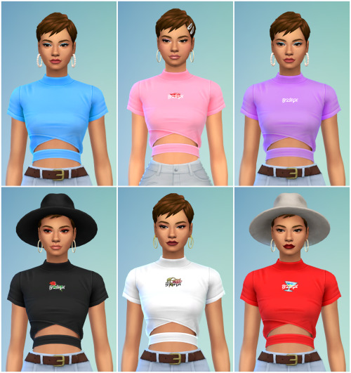 Sims 4 Crop Top Recolor + Simlish and Graphics at Arethabee