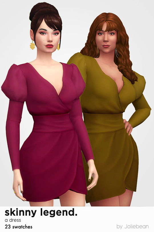 Sims 4 Skinny Legend dress in 23 swatches at Joliebean