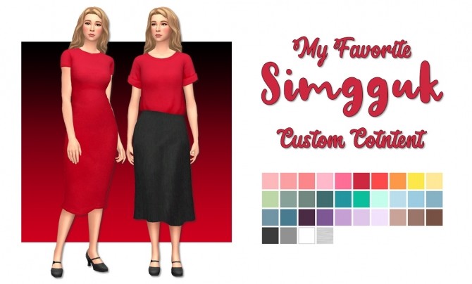 Sims 4 Simgguks Emotions skirt and Hold Me Tight dress recolors at Deeliteful Simmer