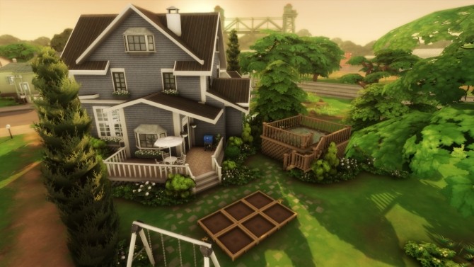 Sims 4 The blue suburban home at a winged llama