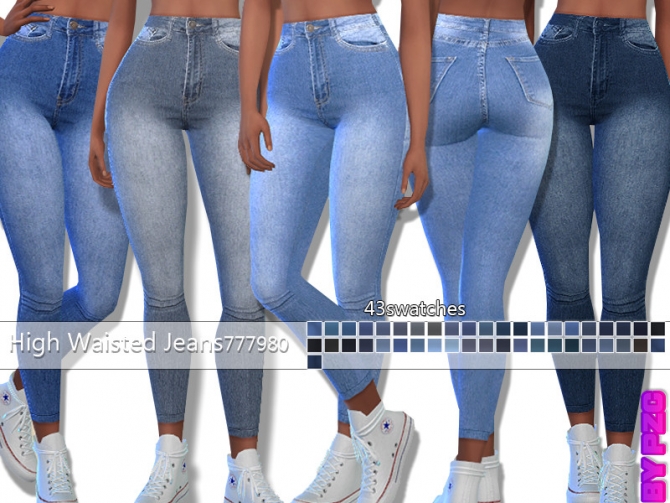PZC High Waisted Denim Jeans 777980 by Pinkzombiecupcakes at TSR » Sims ...