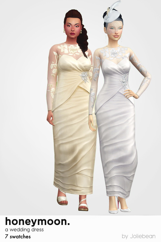 Sims 4 Honeymoon dress in 7 swatches at Joliebean
