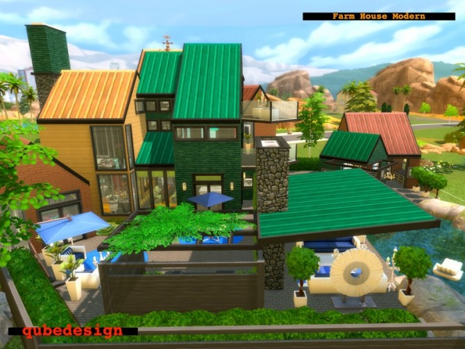 Sims 4 Farm House Modern No CC by QubeDesign at TSR