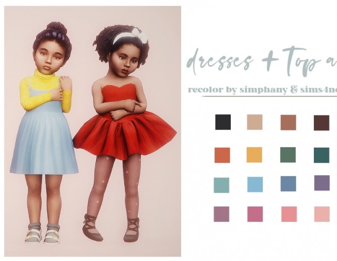 Sims 4 Toddler dresses + turtleneck accessory recolors at GhostBouquet