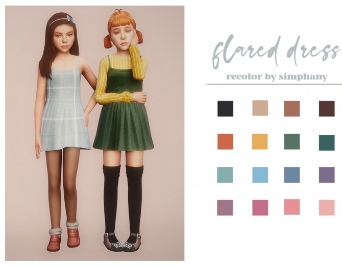Sims 4 Flared dress for kids recolors at GhostBouquet