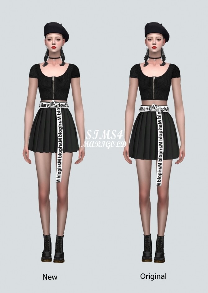 Sims 4 Pleats Skirt with Belt H V at Marigold