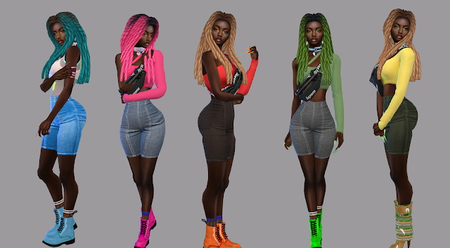 Jumpsuits and denim shorts at Teenageeaglerunner » Sims 4 Updates