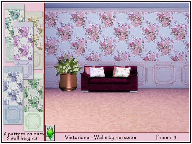 Sims 4 Victoriana walls by marcorse at TSR