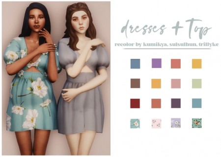 Sunny side up, Gina, and Dana dresses + top recolors at GhostBouquet