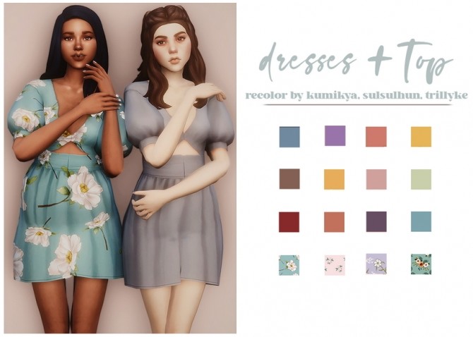 Sims 4 Sunny side up, Gina, and Dana dresses + top recolors at GhostBouquet
