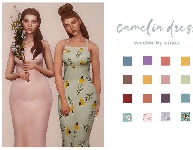 Sims 4 Camelia dress recolors at GhostBouquet