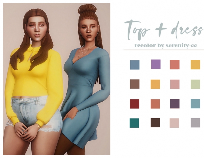 Collar top + kitty dress recolor at GhostBouquet » Sims 4 Updates