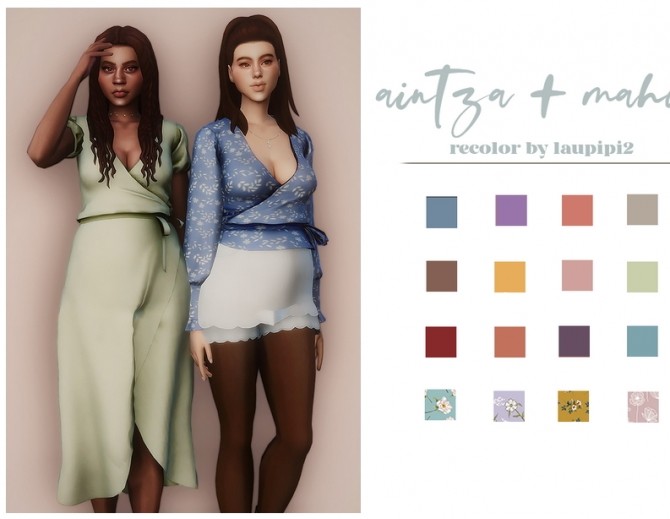 Sims 4 Aintza dress + Mahon top recolor at GhostBouquet
