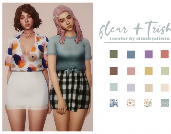 Fleur top + Trisha t-shirt recolor at GhostBouquet » Sims 4 Updates