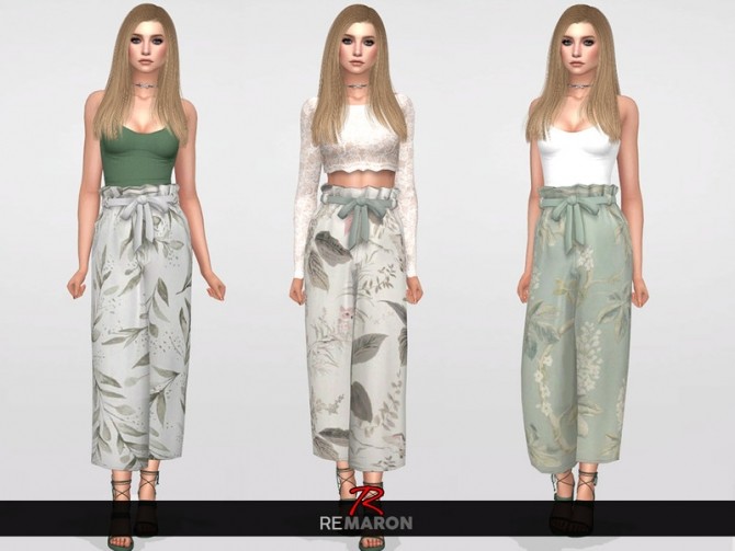 Sims 4 Floral Pants 01 for Women by remaron at TSR