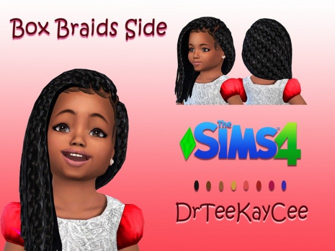 Sims 4 Box Braids Side for Toddler by drteekaycee at TSR