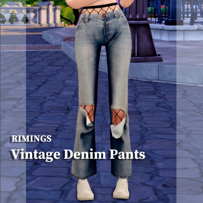 Vintage denim pants at RIMINGs » Sims 4 Updates