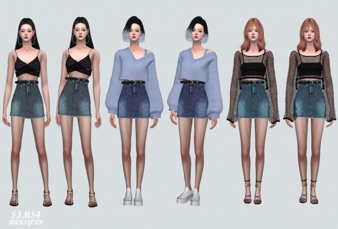Sims 4 Denim Skirt With Belt at Marigold