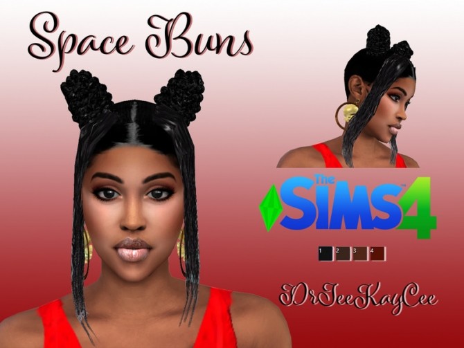 Sims 4 Space Buns Hair by drteekaycee at TSR