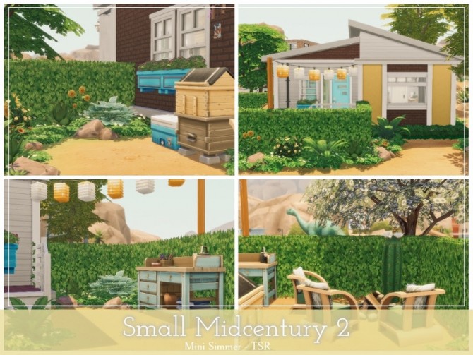 Sims 4 Small Midcentury 2 house by Mini Simmer at TSR