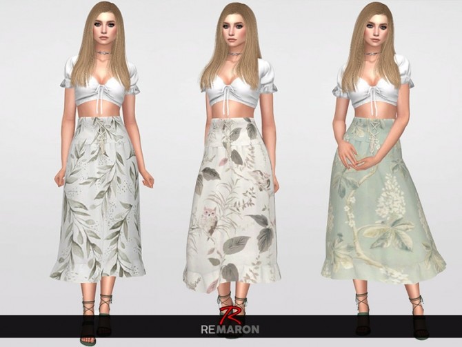 Sims 4 Floral Skirt for Women 05 by remaron at TSR