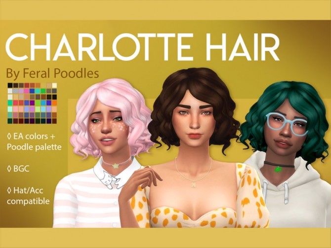 Sims 4 Charlotte Hair by feralpoodles at TSR