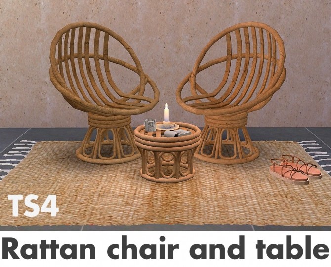 Sims 4 Recolors of Sandy’s(ATS) Rattan chair and table at Riekus13