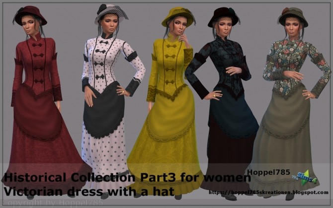Sims 4 Historical Collection Part 3   Victorian Dress and Hat at Hoppel785