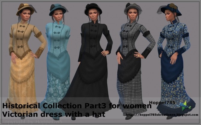 Sims 4 Historical Collection Part 3   Victorian Dress and Hat at Hoppel785