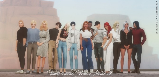 Sims 4 Family’s poses Mac Allister v2 at Helga Tisha