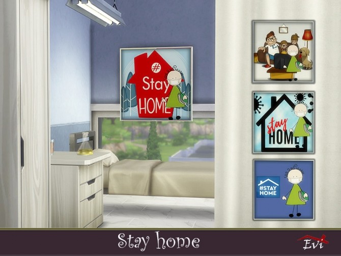 Sims 4 Stay Home posters by evi at TSR
