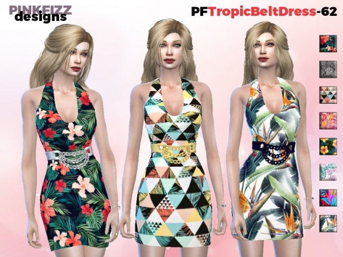 Sims 4 Tropic Belt Dress PF62 by Pinkfizzzzz at TSR