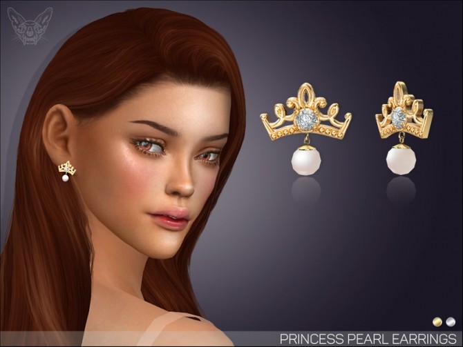 Sims 4 Princess Pearl Earrings by feyona at TSR