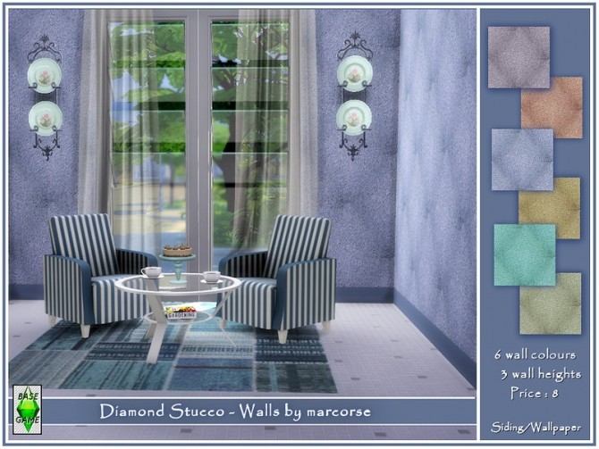 Sims 4 Diamond Stucco Walls by marcorse at TSR