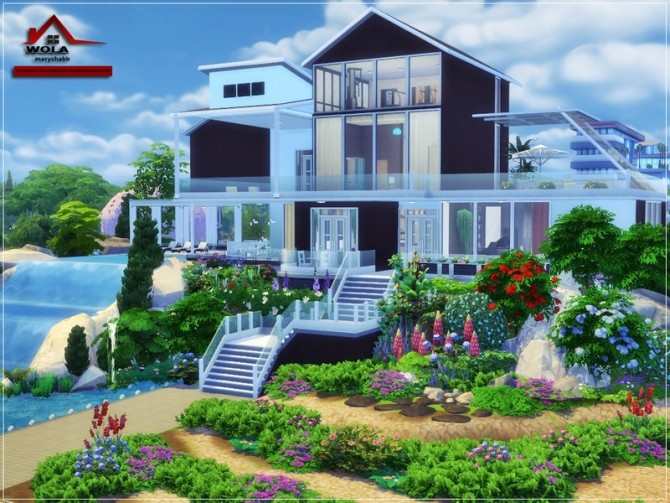 Sims 4 WOLA modern house No CC by marychabb at TSR