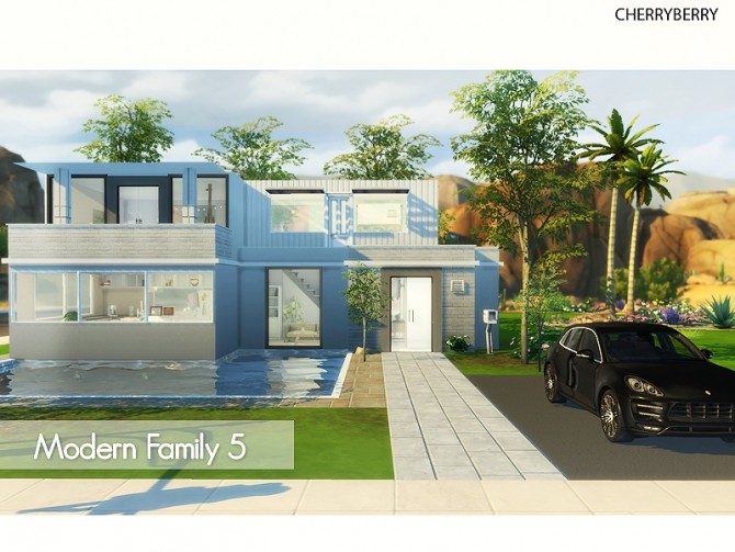 Sims 4 Modern Family 5 two story house at Cherryberry