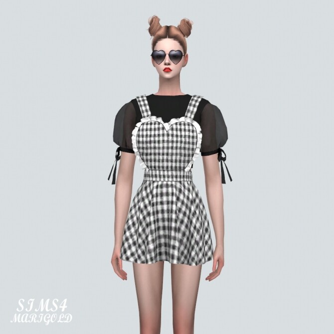 Sims 4 Frill Heart Suspender Mini Dress With Puff Top at Marigold
