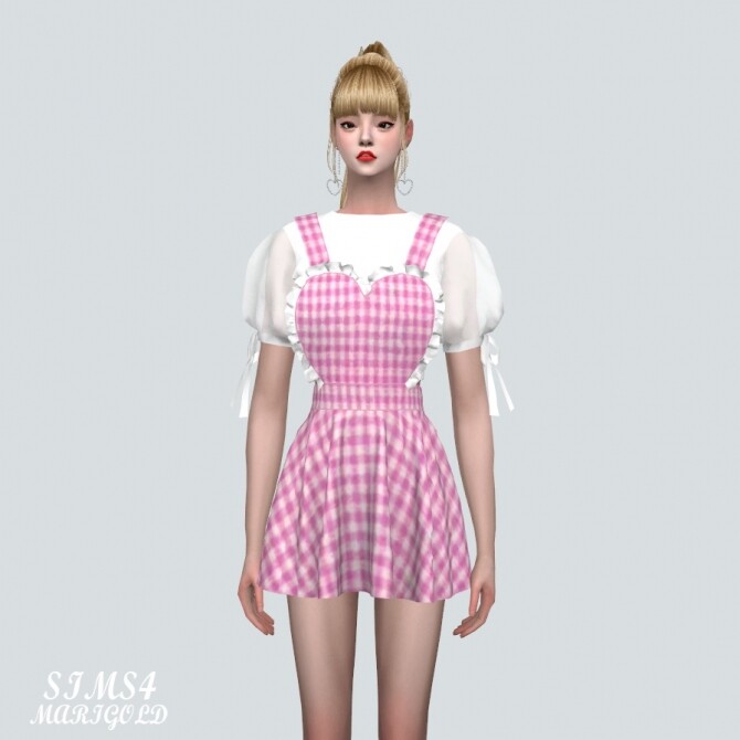 Sims 4 Frill Heart Suspender Mini Dress With Puff Top at Marigold