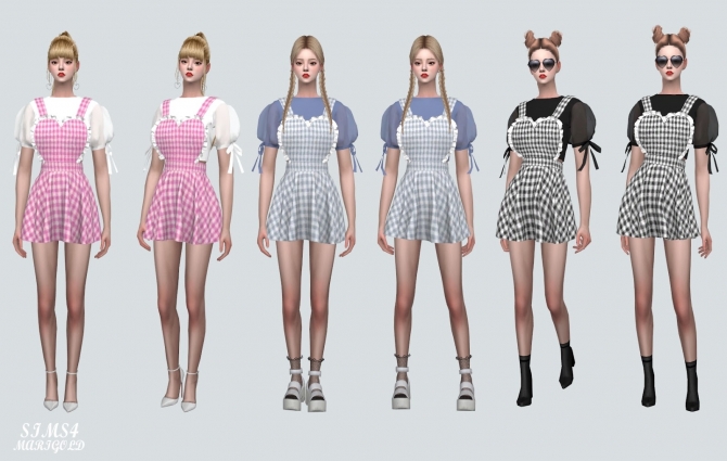 Frill Heart Suspender Mini Dress With Puff Top at Marigold » Sims 4 Updates