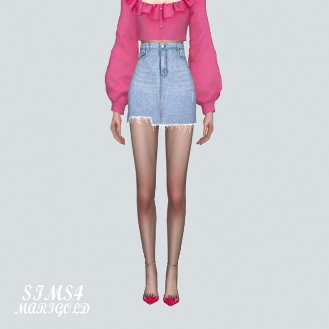 Sims 4 V Denim Skirt at Marigold