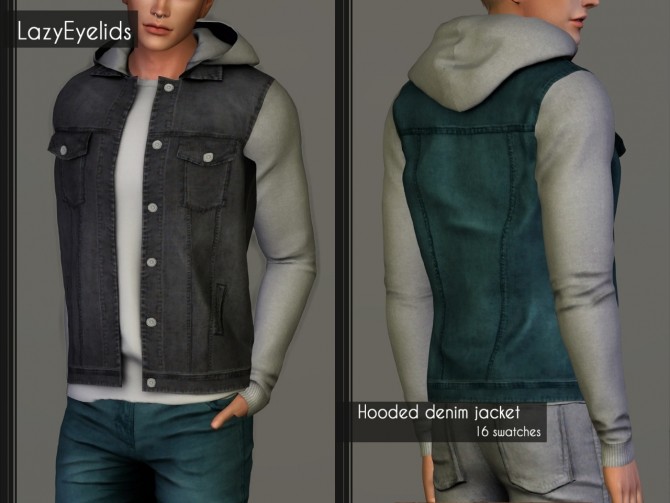 Sims 4 Hooded denim jacket & Skinny jeans at LazyEyelids
