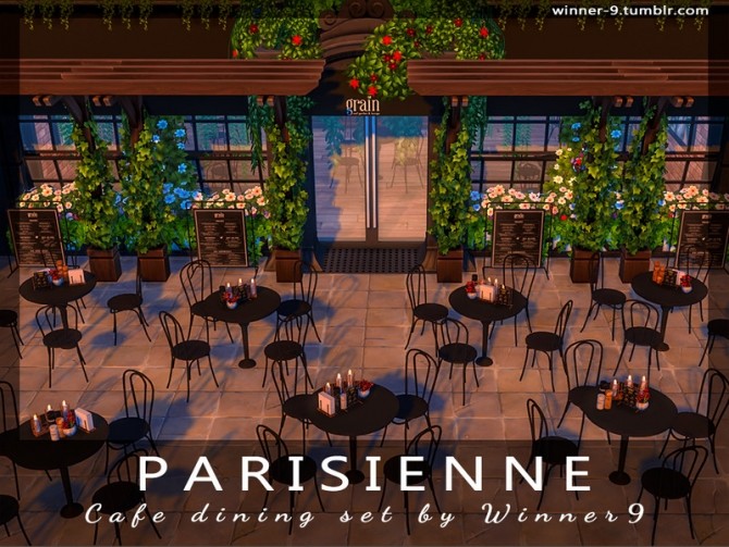 Sims 4 Parisienne Cafe dining set by Winner9 at TSR