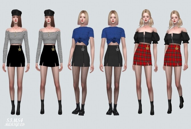 Sims 4 Slit Skirt With Star at Marigold