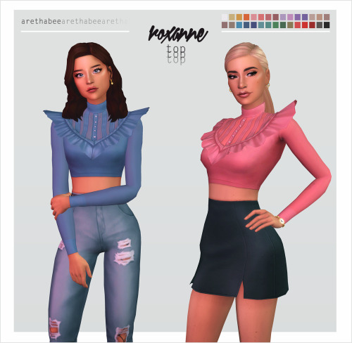 Sims 4 Roxanne cropped blouse with ruffle details at Arethabee