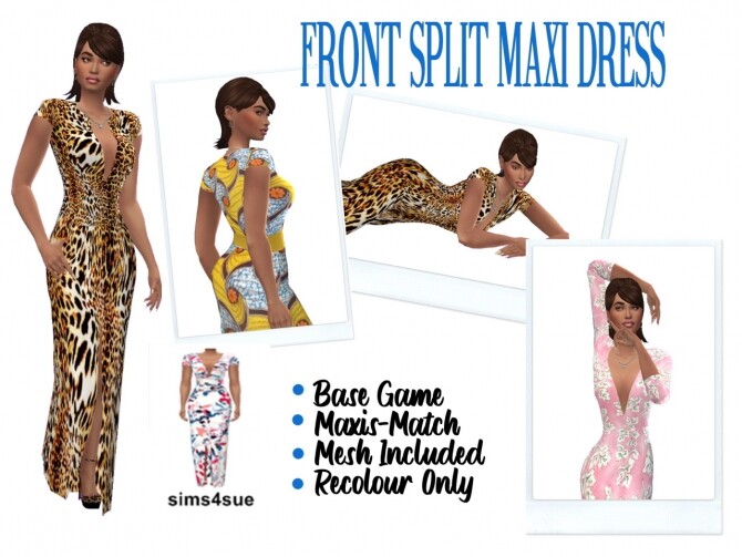 Sims 4 FRONT SPLIT MAXI DRESS at Sims4Sue