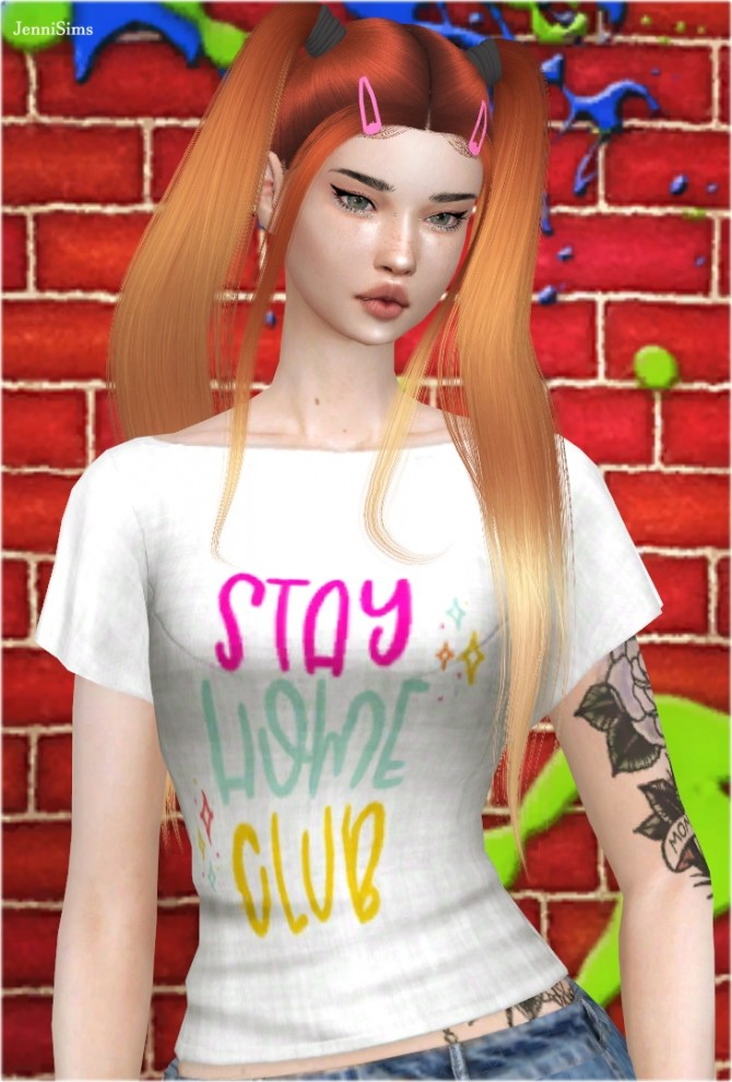 Sims 4 STAY HOME TOP at Jenni Sims