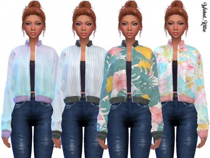 Sims 4 Gia Bomber Jacket by Wicked Kittie at TSR
