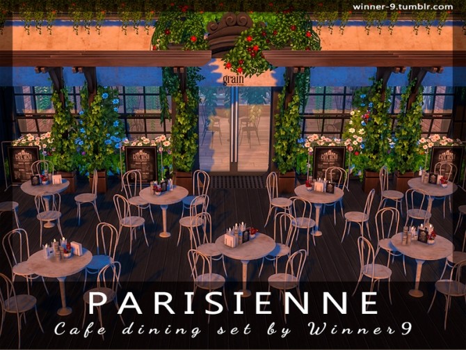 Sims 4 Parisienne Cafe dining set by Winner9 at TSR