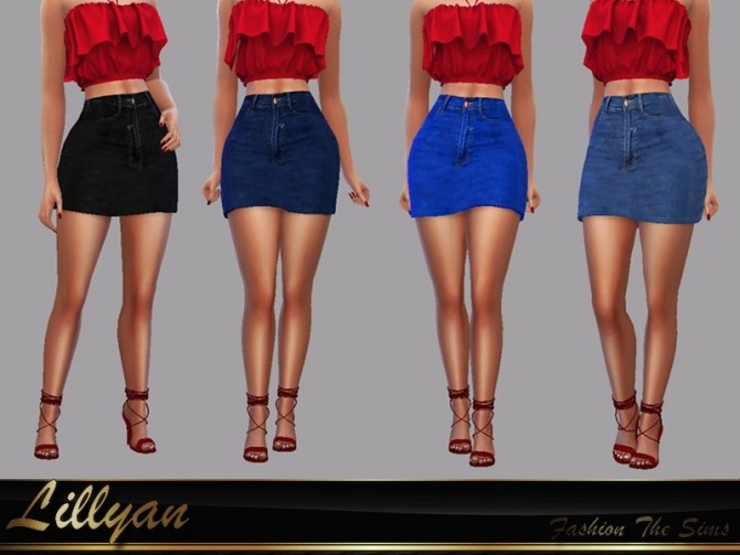 Sims 4 Skirt jeans Melissa by LYLLYAN at TSR